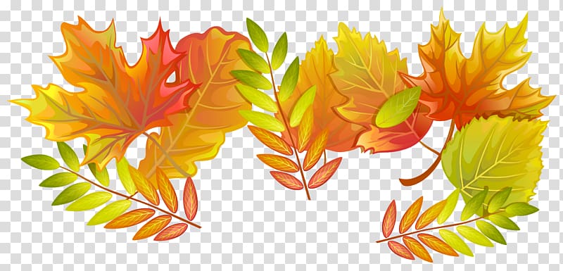 red and green leaves border frame, Autumn Leaf, Fall Leaves Decorative transparent background PNG clipart