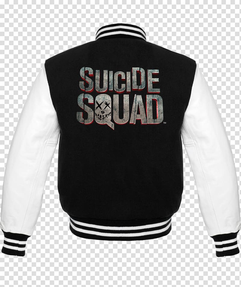 black and white Suicide Squad-printed jacket, Jacket Suicide Squad Back transparent background PNG clipart