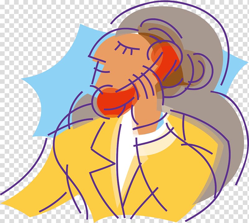 Telephone Cartoon Drawing, The man on the phone transparent background PNG clipart