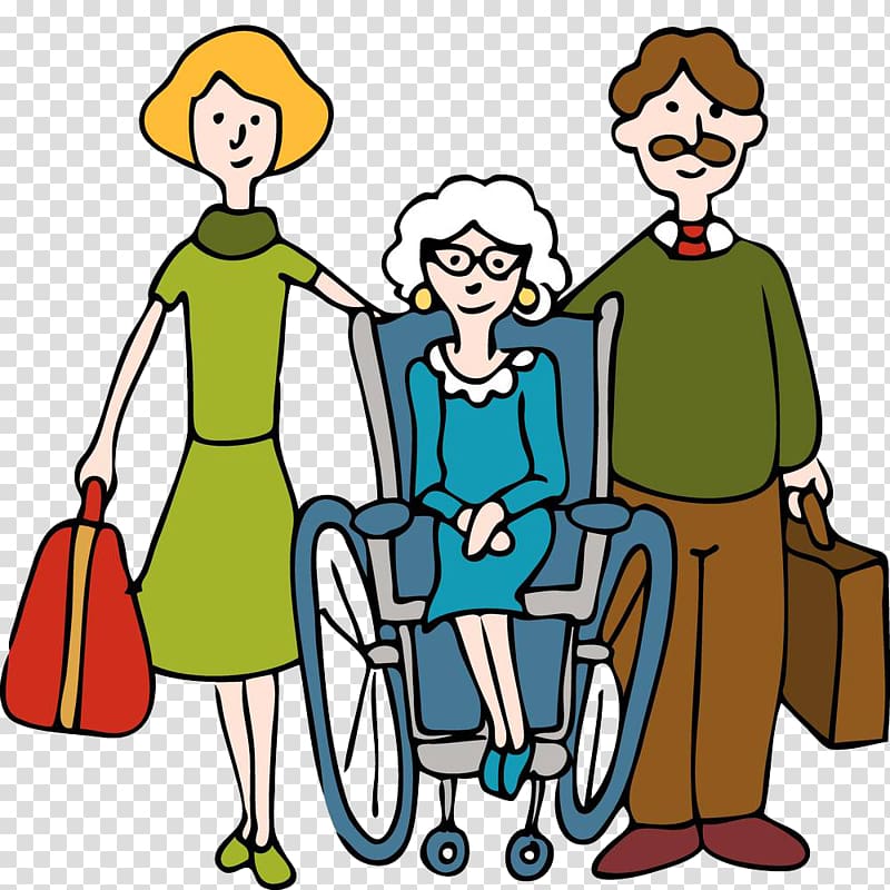 Nursing home care Old Age Home Home Care Service , A wheelchair in between two people transparent background PNG clipart