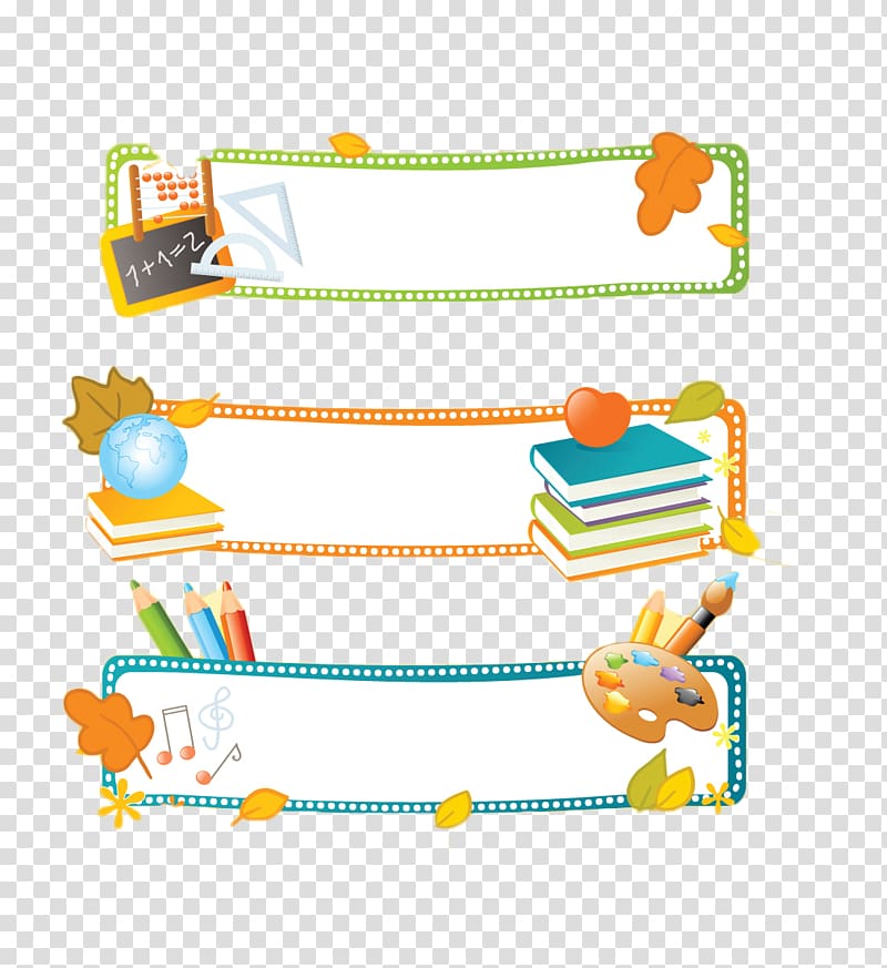 three assorted-color education template , School Illustration, Box Decoration transparent background PNG clipart