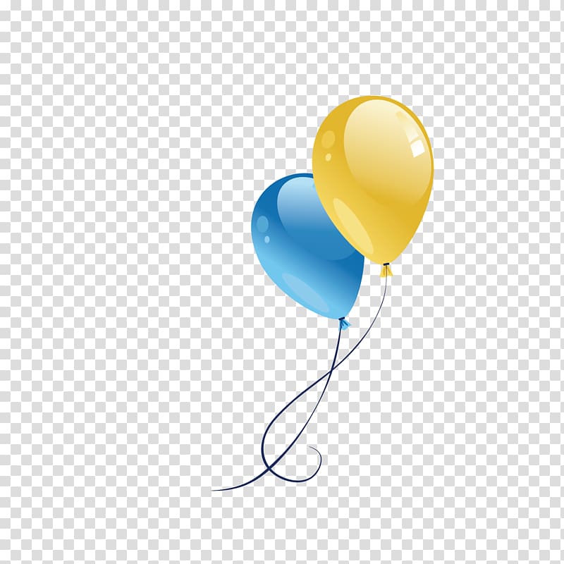 two blue and yellow balloons illustration, Computer file, Festival decorative balloons transparent background PNG clipart