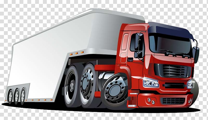 Cartoon Semi-trailer truck, Hand-drawn cartoon cartoon truck cartoon transparent background PNG clipart
