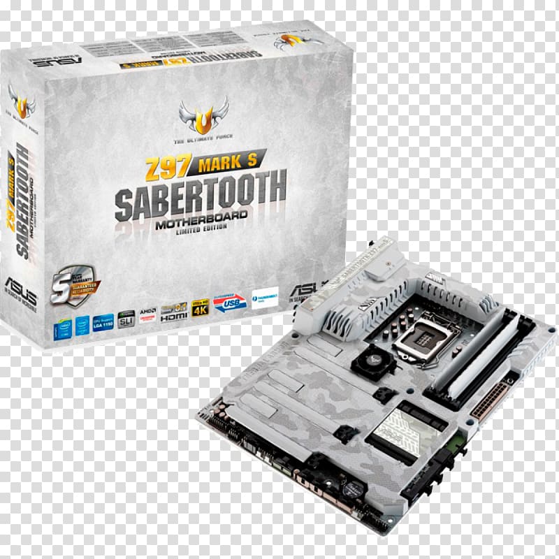 Intel LGA 1150 Motherboard ASUS Sabertooth Z97 Mark 1 ASUS Sabertooth Z97 Mark S, LGA 1150 transparent background PNG clipart