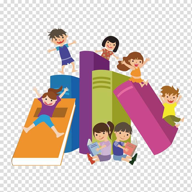 children playing on books, Book Child Reading , books and children transparent background PNG clipart