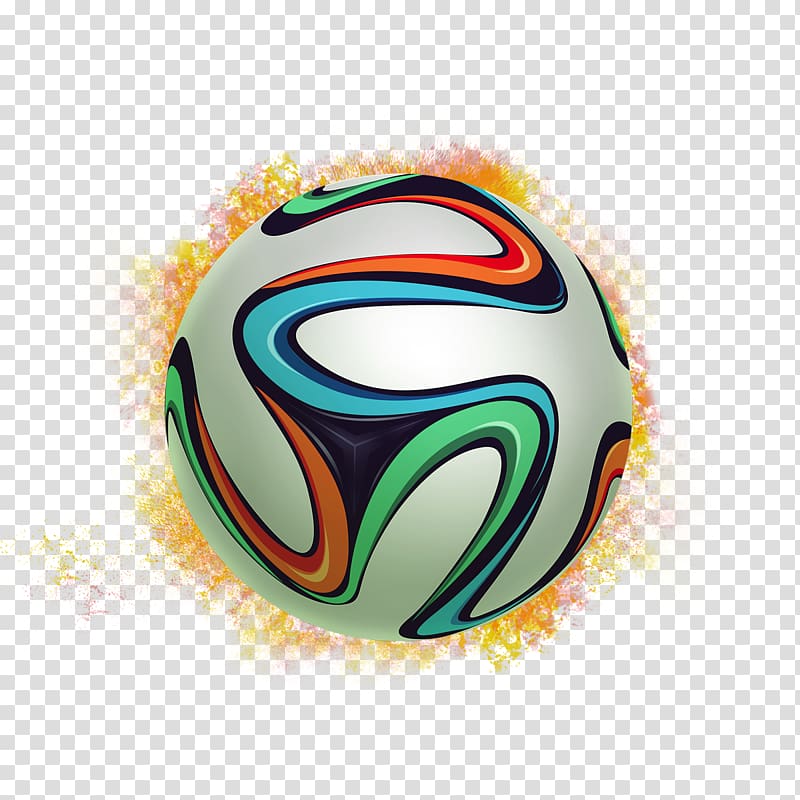 white, green, and blue soccer ball, 2014 FIFA World Cup Adidas Brazuca Football , Fire Football transparent background PNG clipart