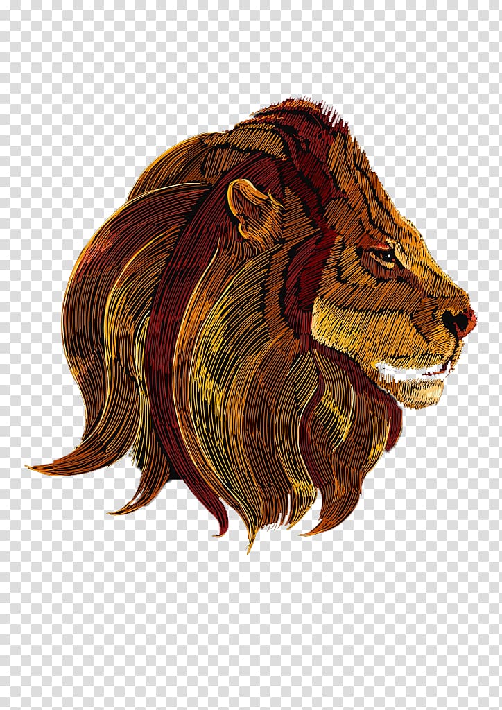 Lion Head Character Fiction Illustration, Watercolor lion transparent background PNG clipart