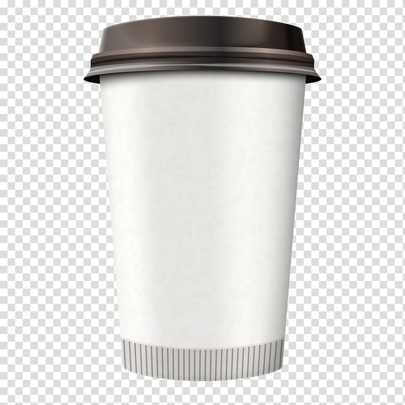 white and black plastic cup illustration, Coffee cup Tea Paper cup, Restaurant with green paper cups transparent background PNG clipart
