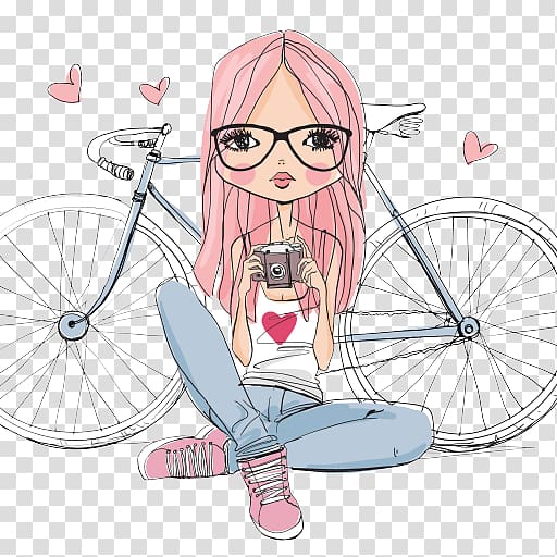 , girl on bike transparent background PNG clipart