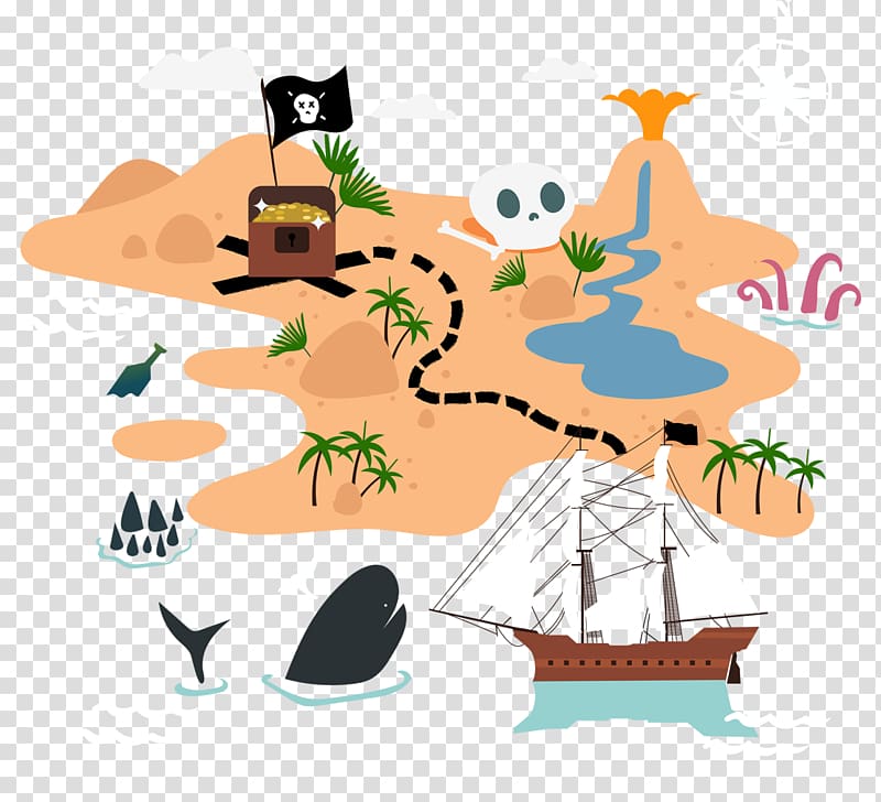 ship illustration, Piracy Map Euclidean Treasure Navio pirata, Island Adventure transparent background PNG clipart