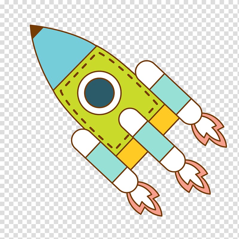 Blue green cartoon spaceship transparent background PNG clipart