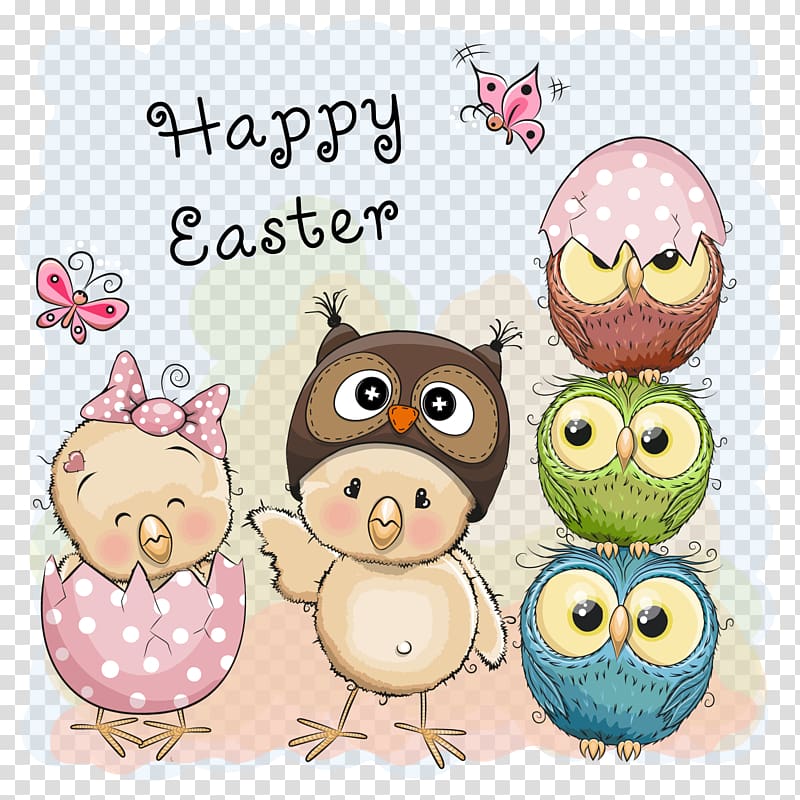 Happy Easter cartoons, Owl Cartoon Cuteness , cute chick transparent background PNG clipart