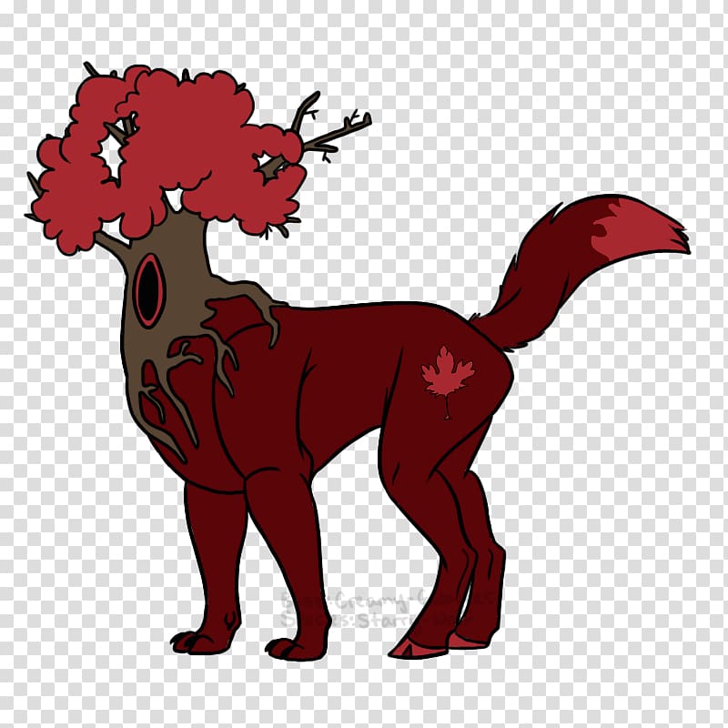 Canidae Reindeer Horse Dog, red maple leaves transparent background PNG clipart