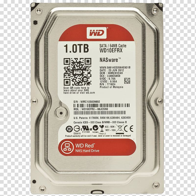 Hard Drives WD Red SATA HDD Western Digital Terabyte Serial ATA, Western Digital Is Ltd transparent background PNG clipart