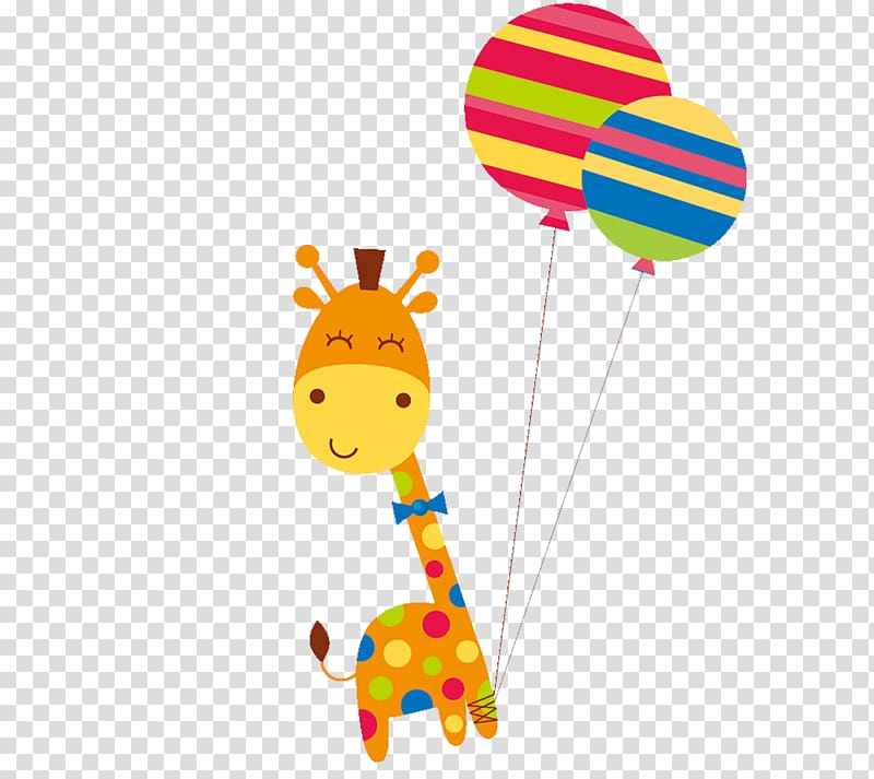 red and blue balloons illustration, Child Birthday Giraffe Infant, Giraffe cartoon transparent background PNG clipart