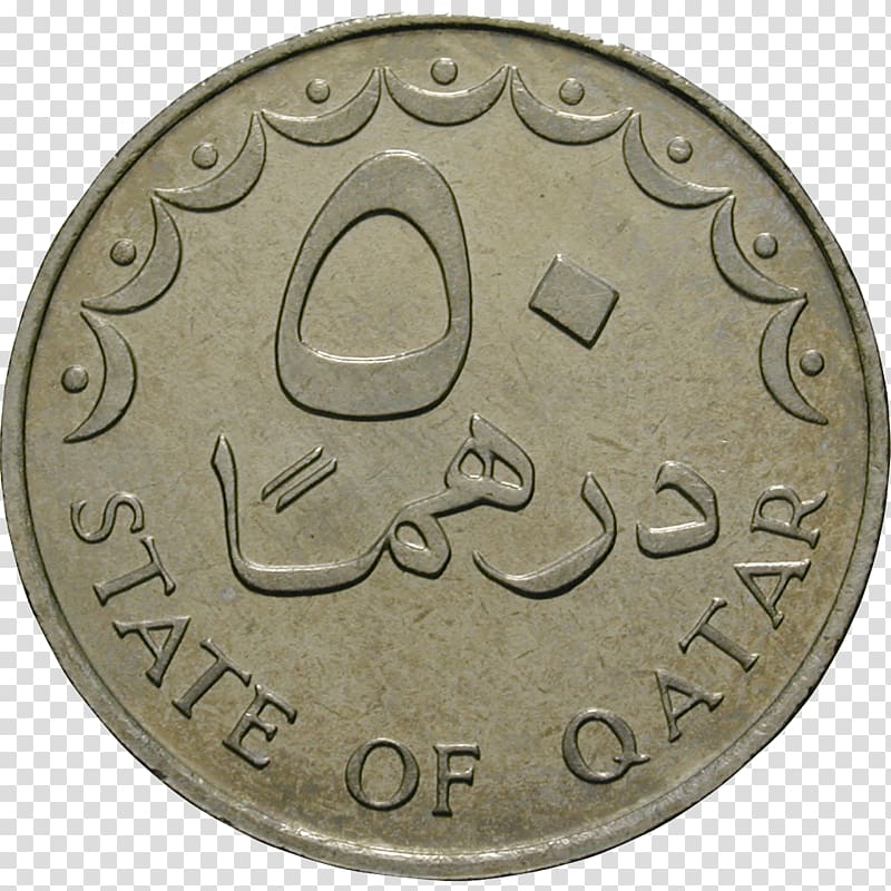 Coin Qatari riyal United Arab Emirates dirham Persian Gulf, Coin transparent background PNG clipart