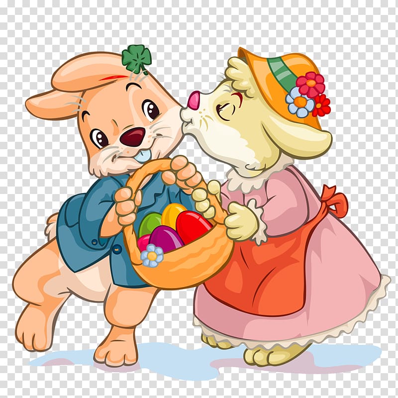 Easter Bunny Basket Easter egg , Cute rabbit transparent background PNG clipart
