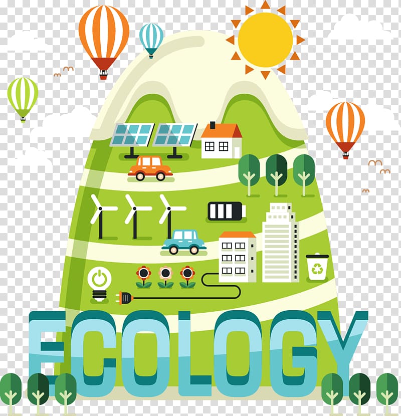 Ecology Landscape Illustration, green energy transparent background PNG clipart