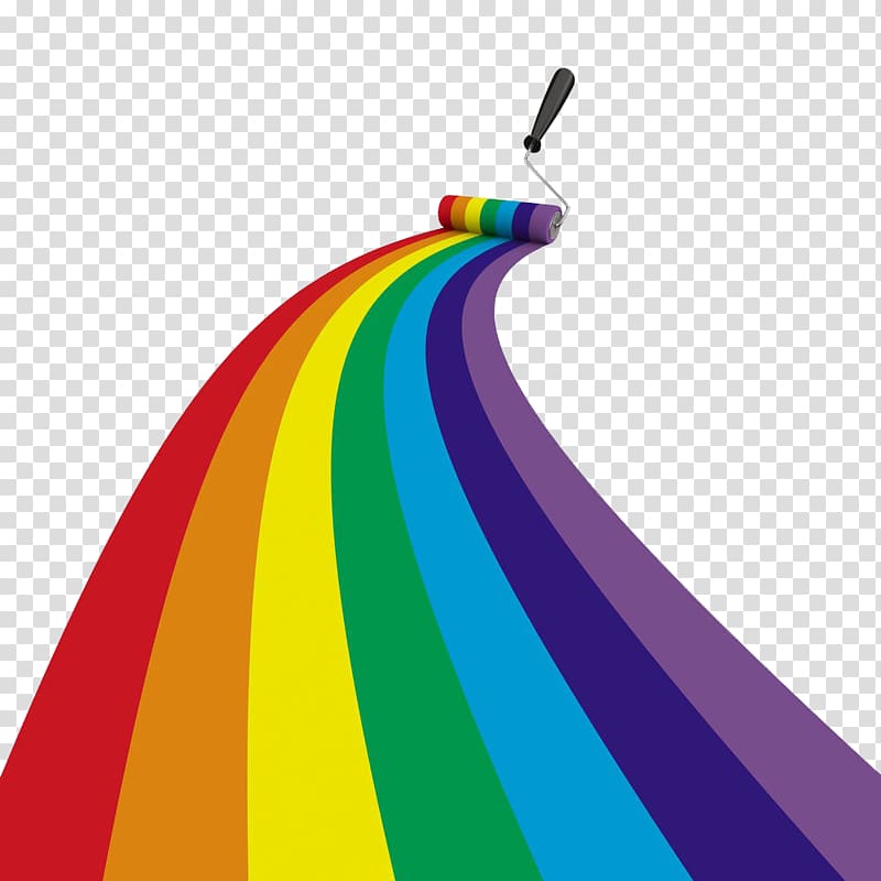 paint roller painting rainbow , Drawing Brush Illustration, Color paint roller road transparent background PNG clipart