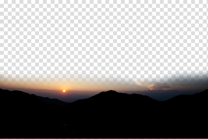 silhouette of mountains, Ink , The moment the sun disappeared transparent background PNG clipart