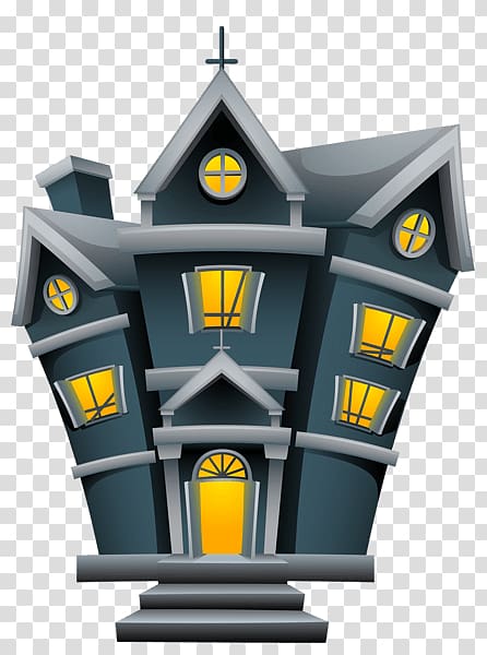 blue and gray church building illustration, Halloween House transparent background PNG clipart