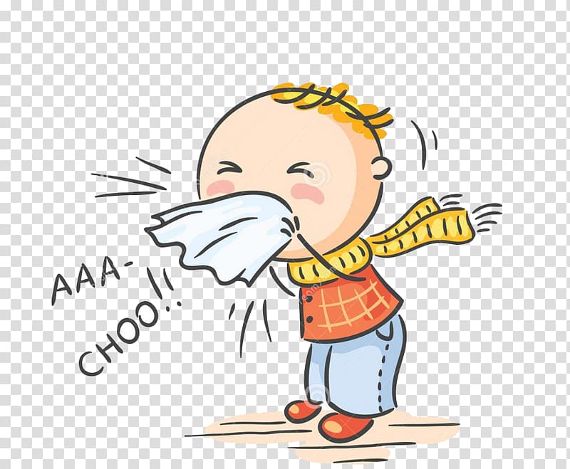 sneezing boy illustration, Common cold Influenza Symptom Flu season Virus, Sick child transparent background PNG clipart