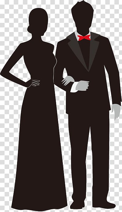 Prom Silhouette , couple dress elderly, bride and groom art transparent background PNG clipart
