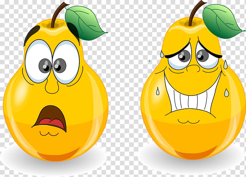 Cartoon, Pear expression cartoon material, transparent background PNG clipart