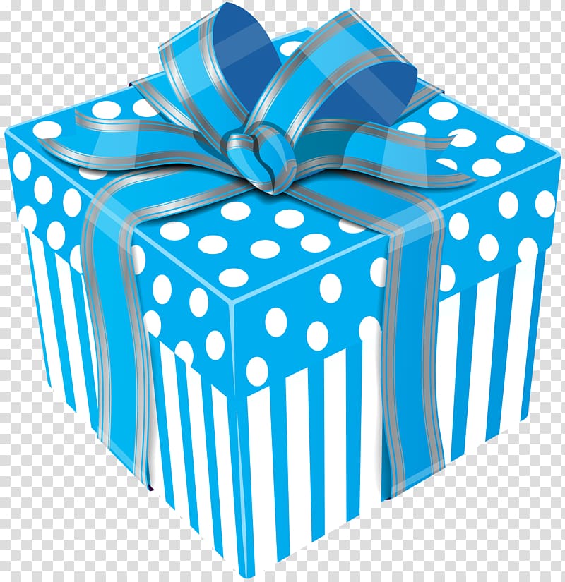blue and white polka-dot gift box , Gift wrapping Box , Cute Blue Gift Box transparent background PNG clipart