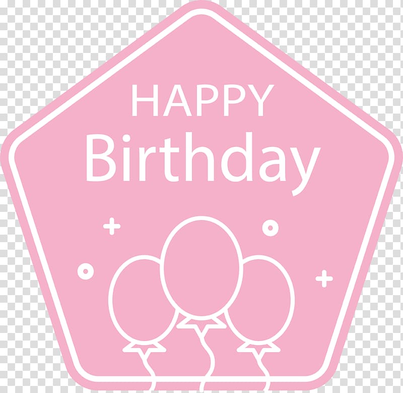 Pink pentagonal birthday label transparent background PNG clipart