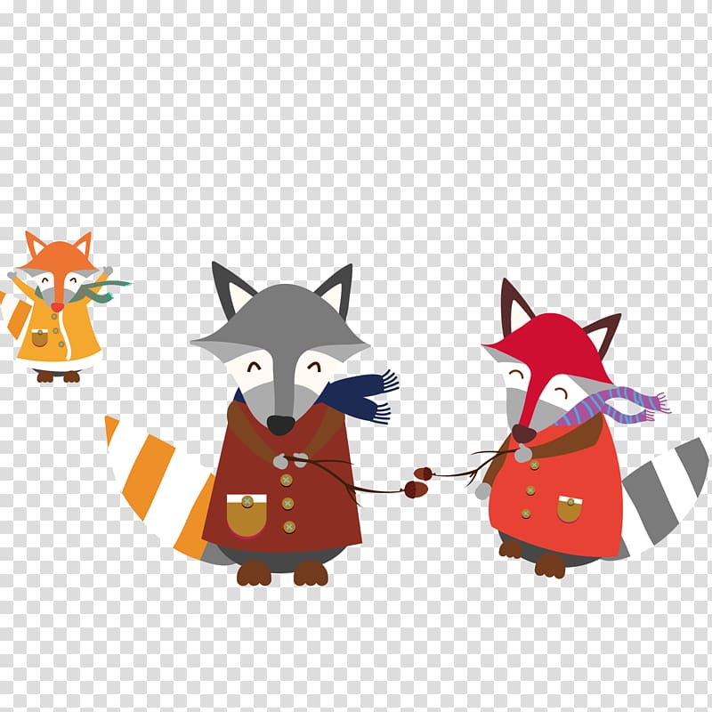 Fox Illustration, Cute cartoon fox winter transparent background PNG clipart