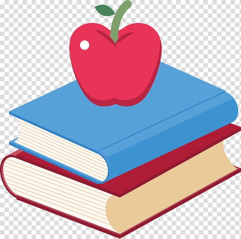 Book Apple , Two books, an apple transparent background PNG clipart