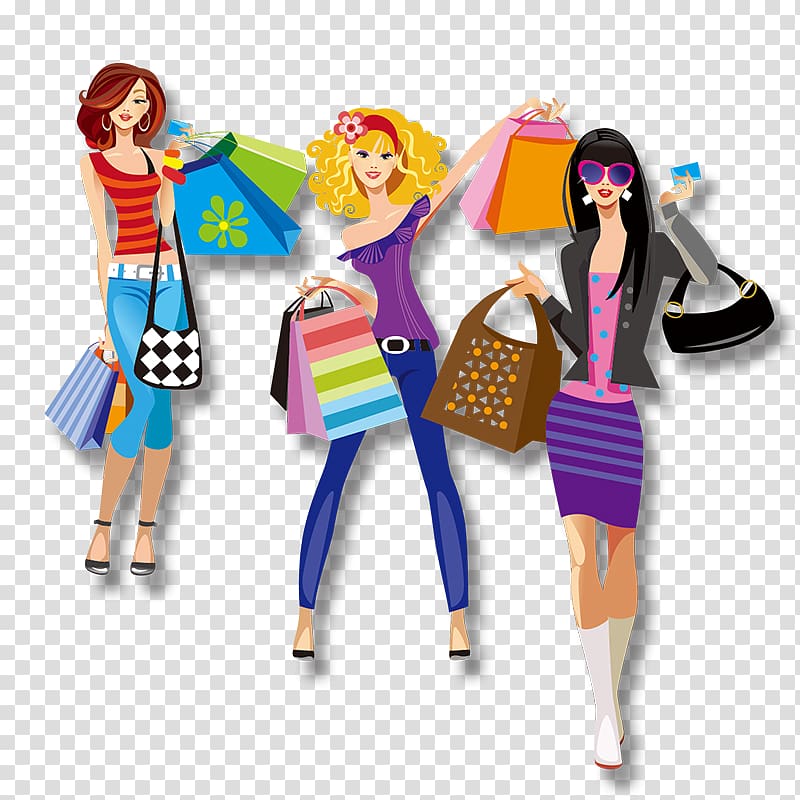 Shopping Fashion Girl Illustration, shopping transparent background PNG clipart