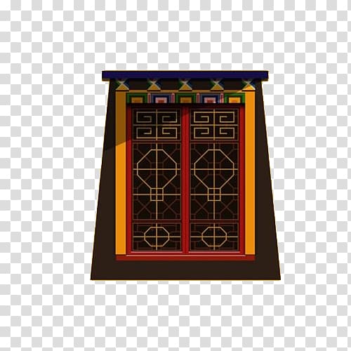 China Poster Illustration, Ancient simplified graphical windows transparent background PNG clipart