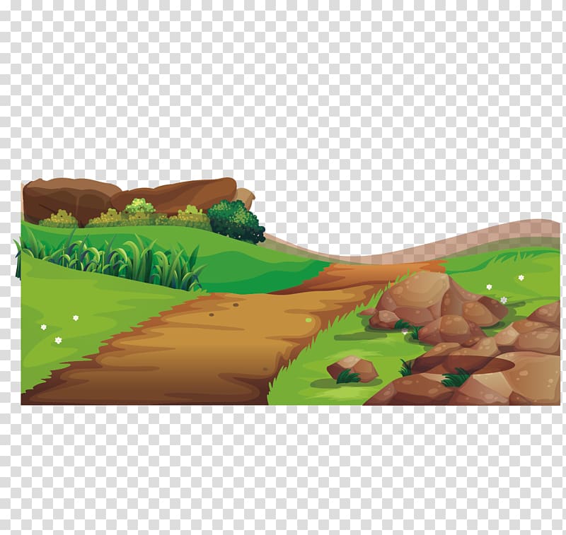 scenery of plain field illustration, Adobe Illustrator Illustration, Farm road scene illustration transparent background PNG clipart