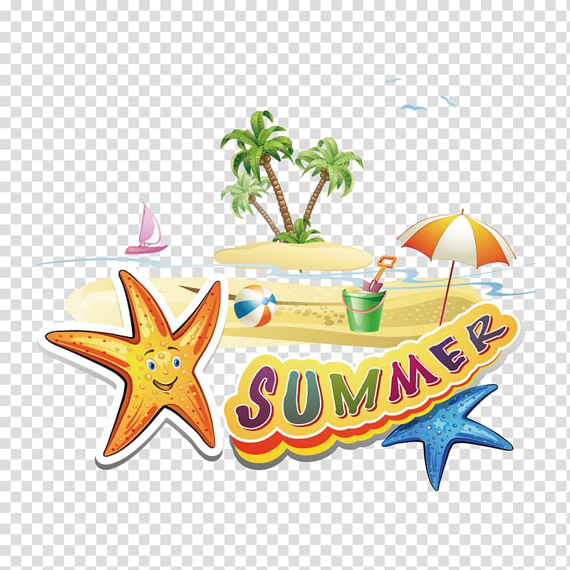 Beach Cartoon , Creative Summer Vacation transparent background PNG clipart