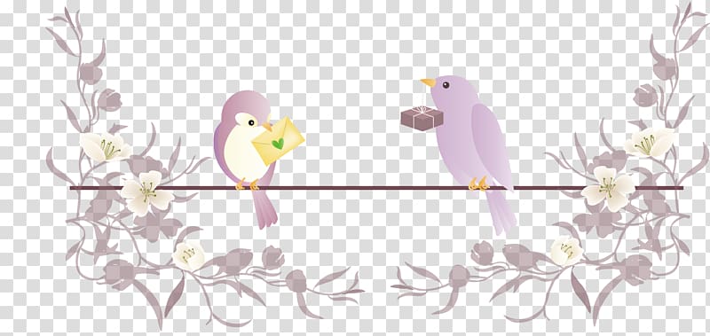 Bird Floral design, Happy Birds transparent background PNG clipart