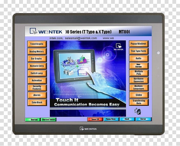 User interface Touchscreen Programmable Logic Controllers Computer Monitors, Hmi transparent background PNG clipart