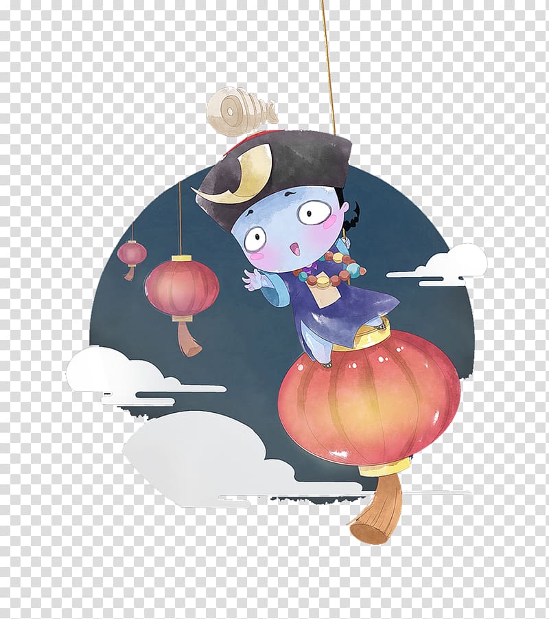 Cartoon Jiangshi Illustration, Lantern zombie cartoon transparent background PNG clipart