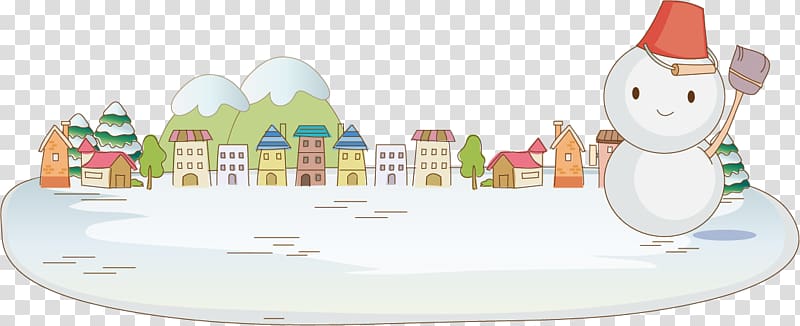 Cartoon Christmas Snowman, Snowman and villages transparent background PNG clipart