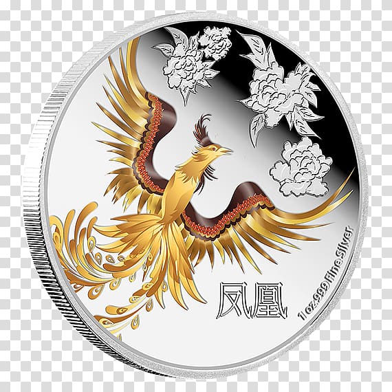 Phoenix Silver coin Feng shui Ounce, Phoenix transparent background PNG clipart