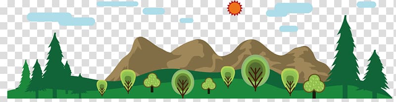 farm and mountain , Illustration, The beauty of green mountains and rivers transparent background PNG clipart