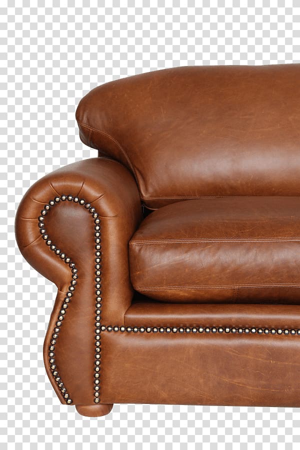 Club chair Leather Caramel color Brown Couch, design transparent background PNG clipart