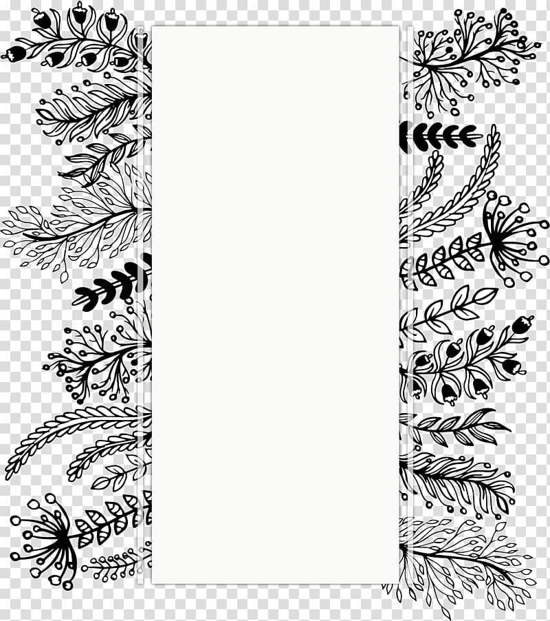 black leaves illustration, Hand painted wildflower weed decoration title box transparent background PNG clipart