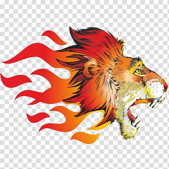 Lion Tiger Sticker Flame, Burning tiger transparent background PNG clipart