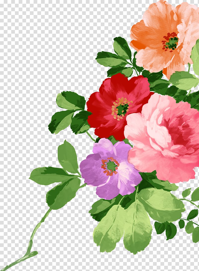 assorted-color flowers painting, Watercolour Flowers Painting, Watercolor flowers transparent background PNG clipart