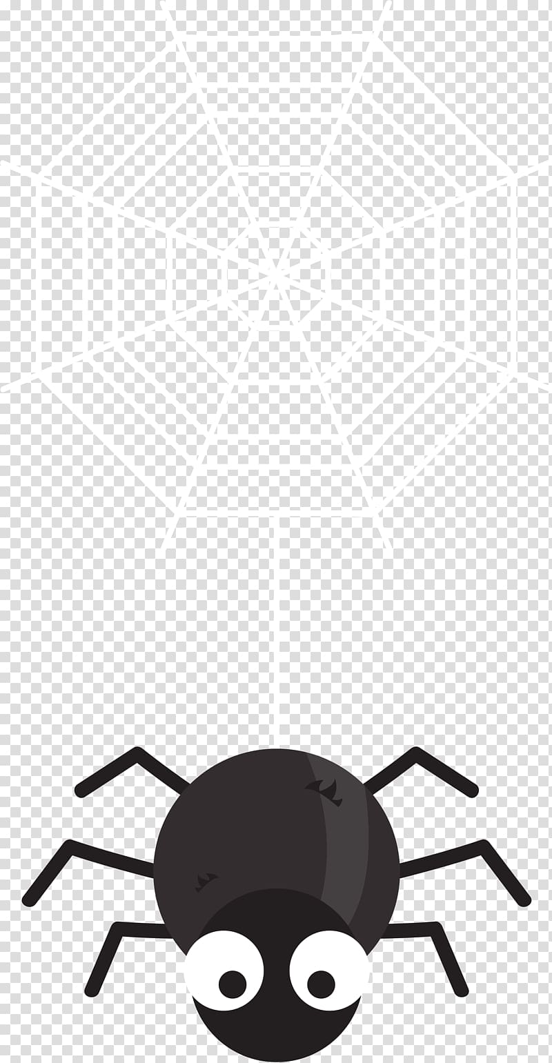 Spider web Black house spider, Cartoon Black Witch Hat transparent background PNG clipart