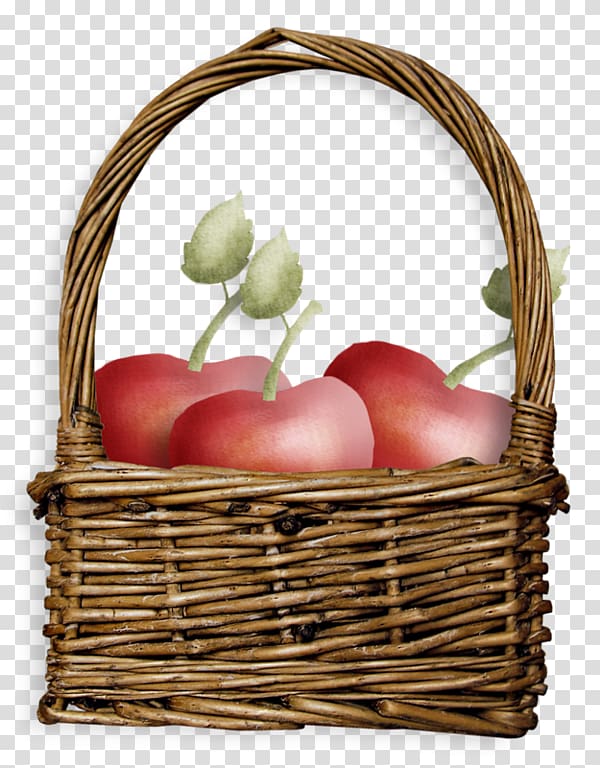 Food Gift Baskets Fruit, basket of apples transparent background PNG clipart