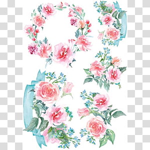 Garden roses Floral design Wreath Watercolor painting Flower, Decoupage Vintage transparent background PNG clipart thumbnail