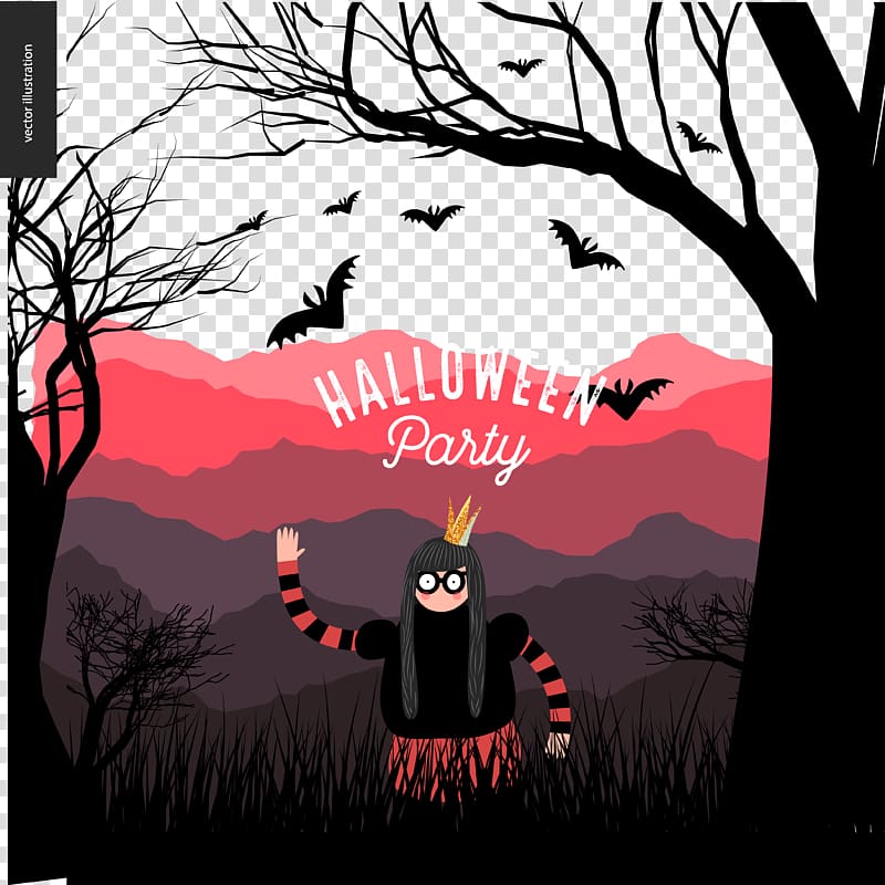 Halloween poster background decorative elements and Funny People transparent background PNG clipart